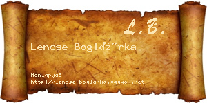 Lencse Boglárka névjegykártya